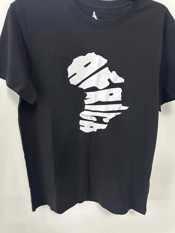 Unisex black T-Shirt "AFRIKA  "word in map" SIZE L