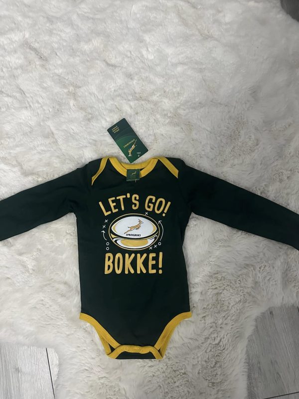 Unisex babies "Lets go bokke" baby grow 12-18 months