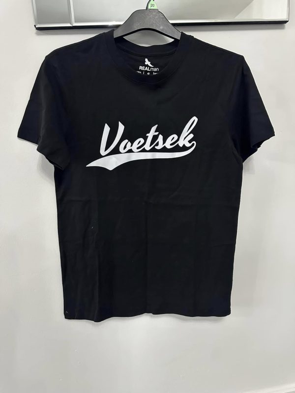 Unisex black T-Shirt "Voetsek"  SIZE S