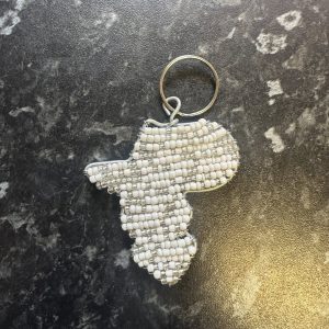 White beaded africa key ring
