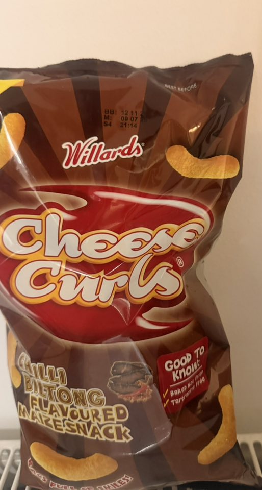 Willards cheese curls chilli biltong flavour 90g bb: 12/11/25