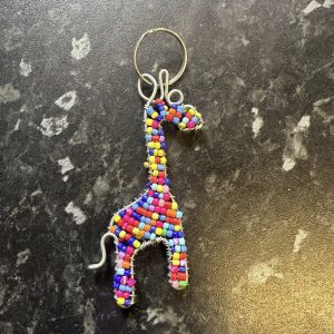 Bright beaded giraffe key ring