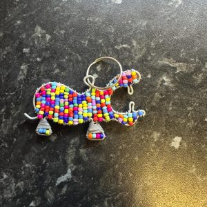 Bright beaded Hippo key ring