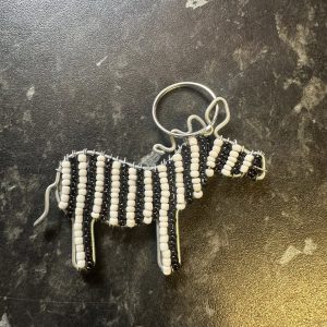 Zebra beaded key ring